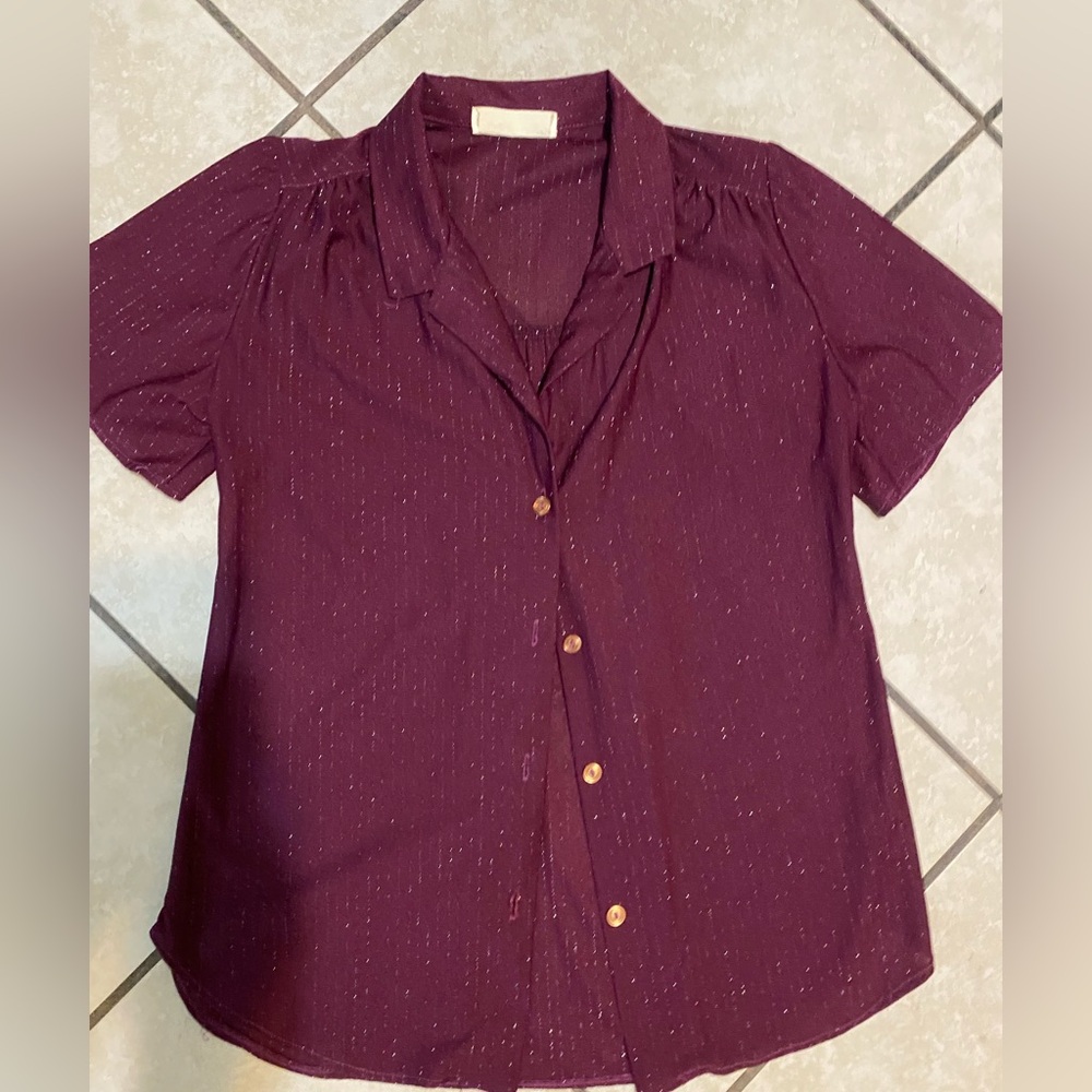 Elegant Maroon Button-Down Shirt for Women